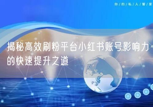 揭秘高效刷粉平台小红书账号影响力的快速提升之道
